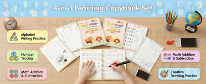 Magic Book for Kids, Sink Magic Practice CopyBook, (4 Books+10 Refills+1 Pen+1 Grip) ( Pack Of 1 )