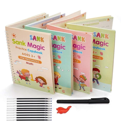 Magic Book for Kids, Sink Magic Practice CopyBook, (4 Books+10 Refills+1 Pen+1 Grip) ( Pack Of 1 )