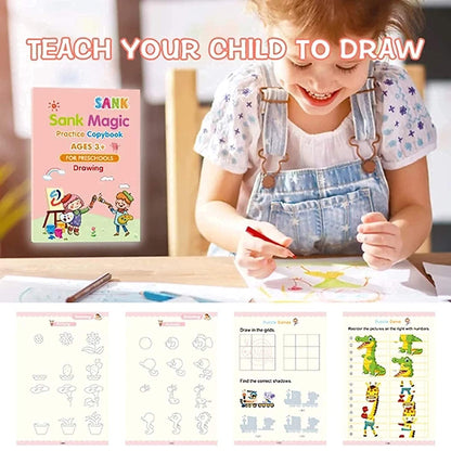 Magic Book for Kids, Sink Magic Practice CopyBook, (4 Books+10 Refills+1 Pen+1 Grip) ( Pack Of 1 )
