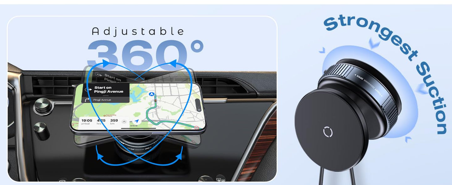 Car Dashboard Phone Holder 360° Vacuum Magnetic Phone Stand