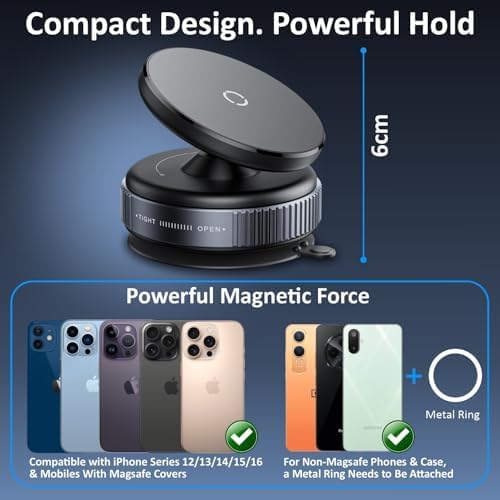 Car Dashboard Phone Holder 360° Vacuum Magnetic Phone Stand