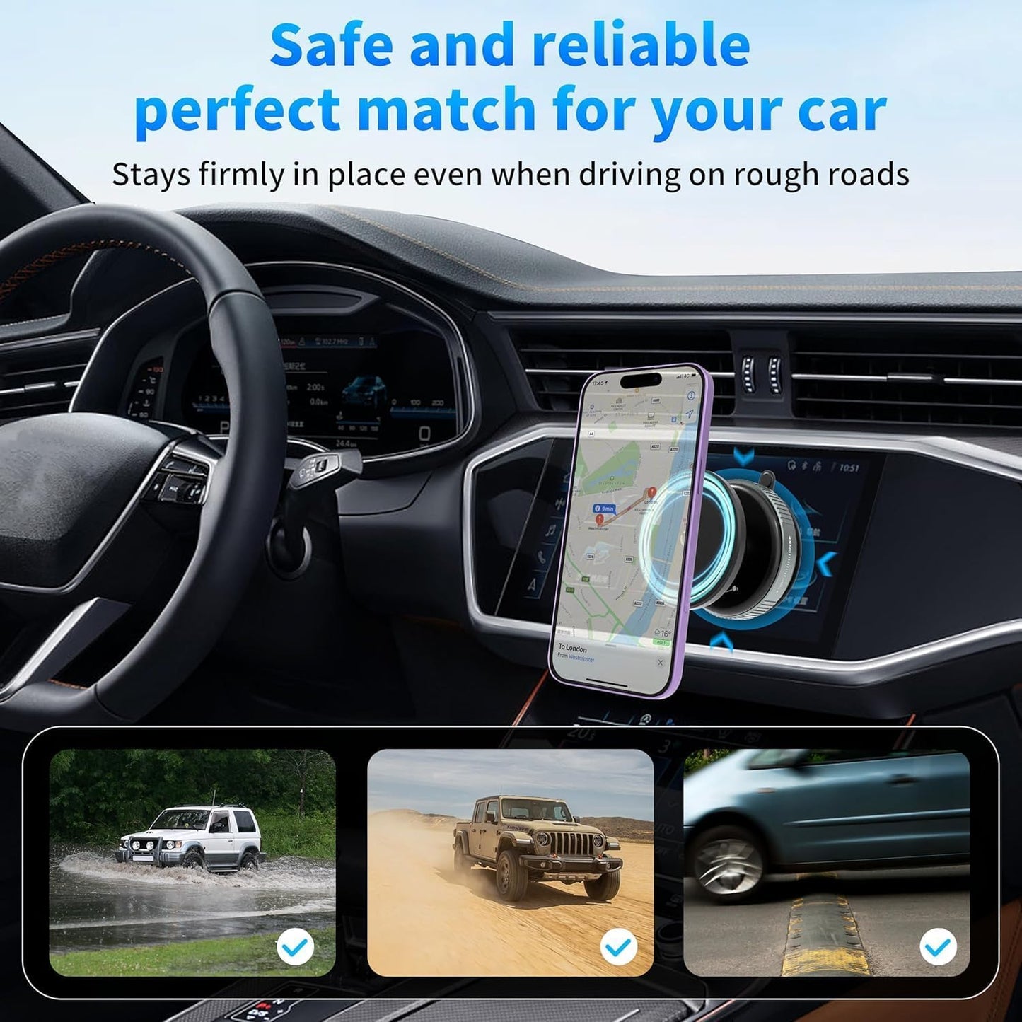 Car Dashboard Phone Holder 360° Vacuum Magnetic Phone Stand