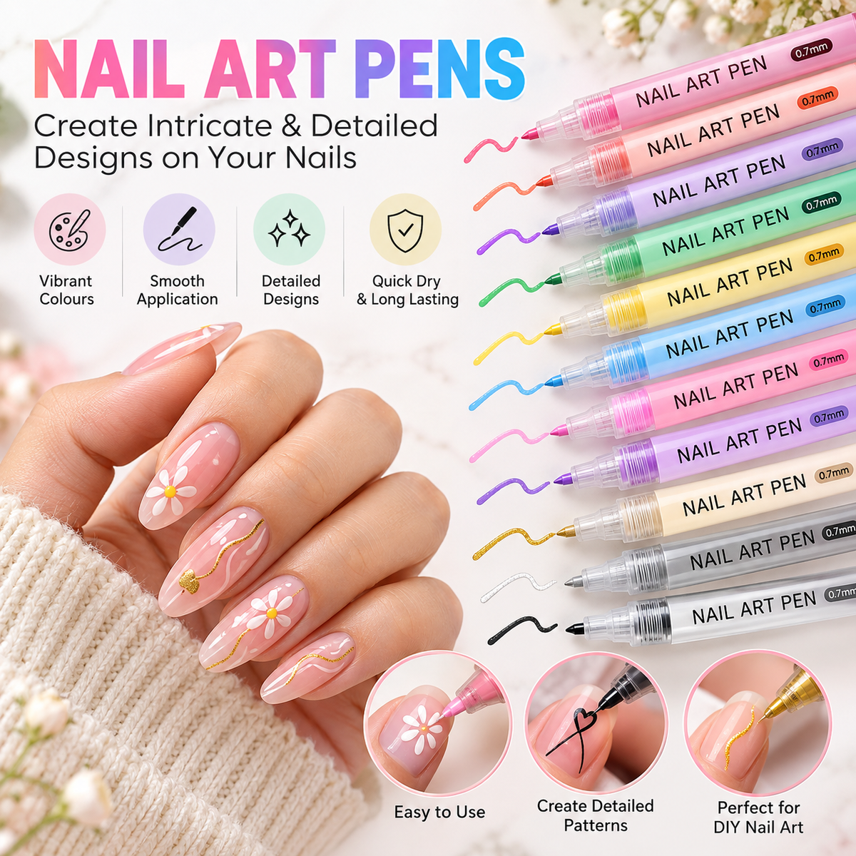 Nail Art Pens Set – 12 Colors