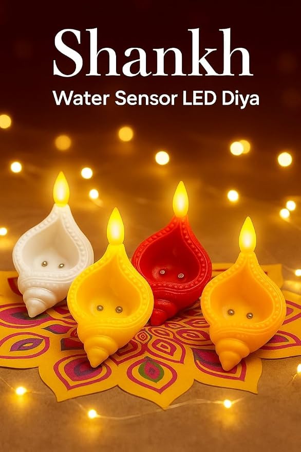 Plastic Water Sensor Shankh Led Diya Lights (PACK OF 18)