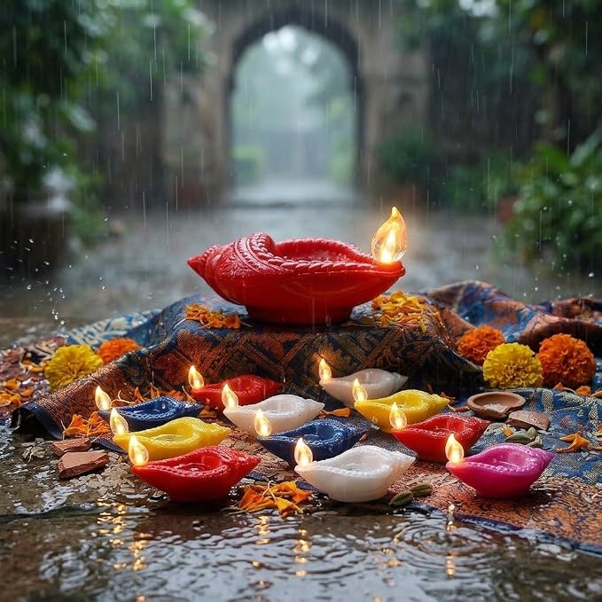 Plastic Water Sensor Shankh Led Diya Lights (PACK OF 18)
